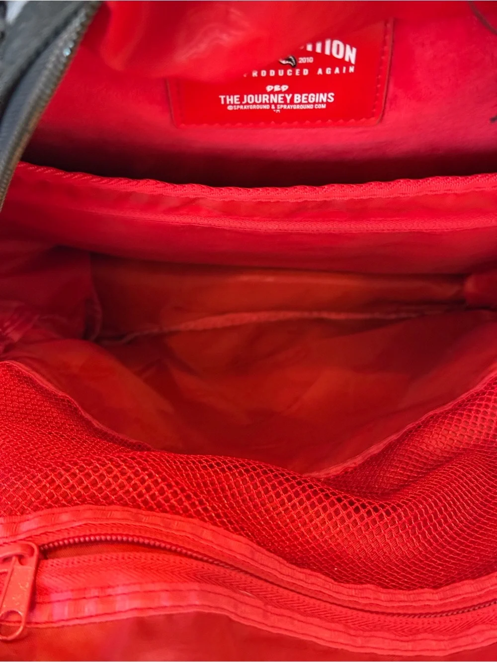 Sprayground Black Gray Red Shark Mouth Backpack